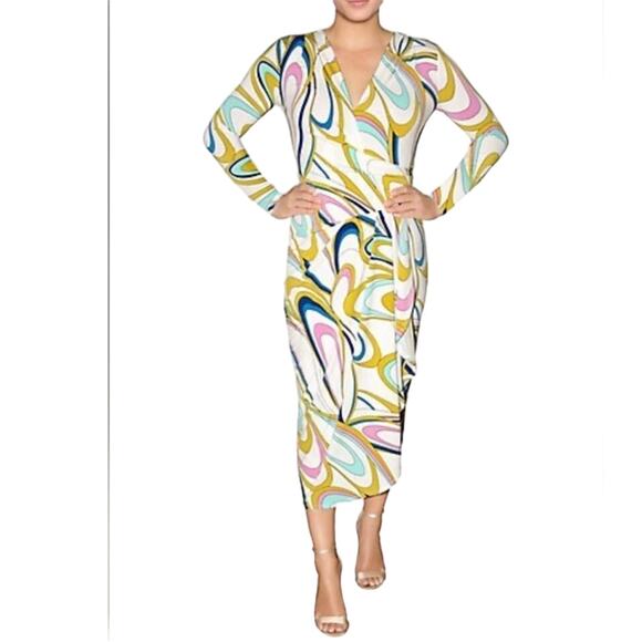 Rachel Rachel Roy Faux WrapDress Women’s Large Nola Swirl Print - Picture 1 of 8